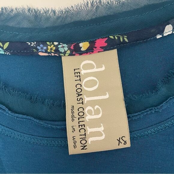 ANTHROPOLOGIE for Dolan Fillipa Chiffon Trimmed Tee blue size XS - Picture 7 of 11